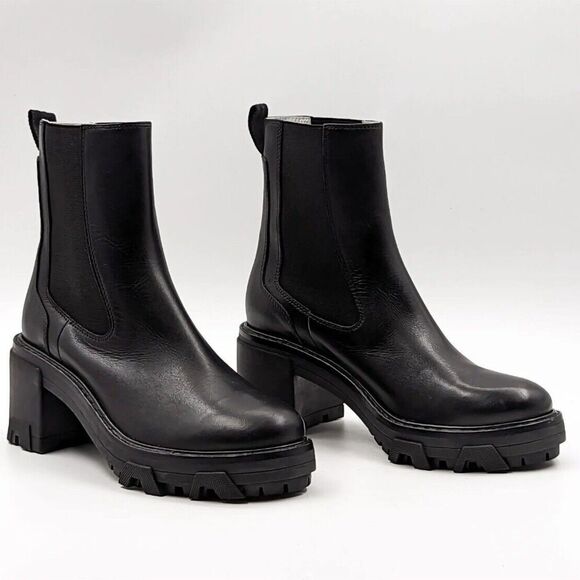 Rag & Bone Black Shiloh Block Platform Heel Boot Shoe Women's Size EU 36.5 US 6 - Picture 1 of 10